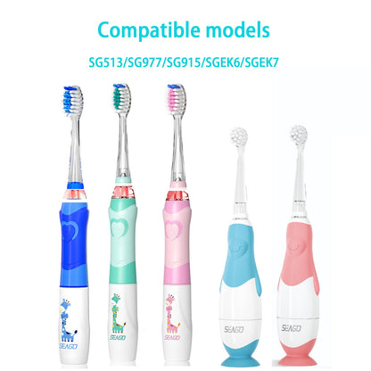 Seago K6/Kids Replacement Brush Heads 4 Pack - SG513, SG977, EK2/EK5/EK6
