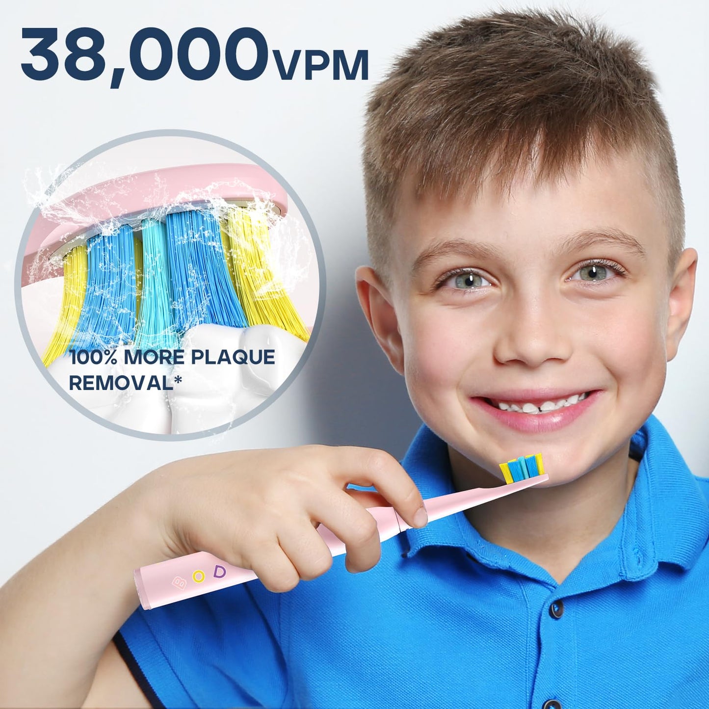 SEAGO Kids Electric Toothbrush SG2303 Pink – 5 Modes, 8 Heads, Ages 3–12