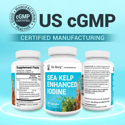 Dr. Berg Sea Kelp Enhanced Iodine – 200 mcg, 90 Capsules