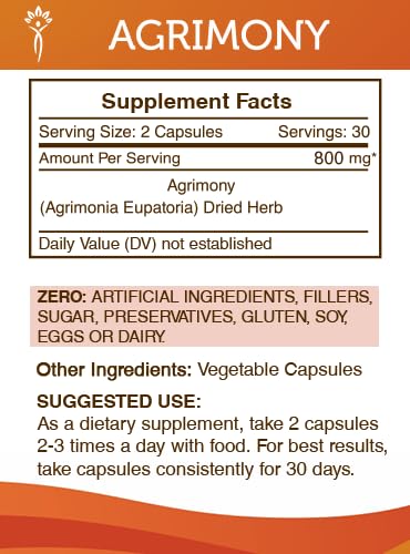 Secrets of the Tribe Agrimony 60 Capsules – 800 mg | Dried Herb