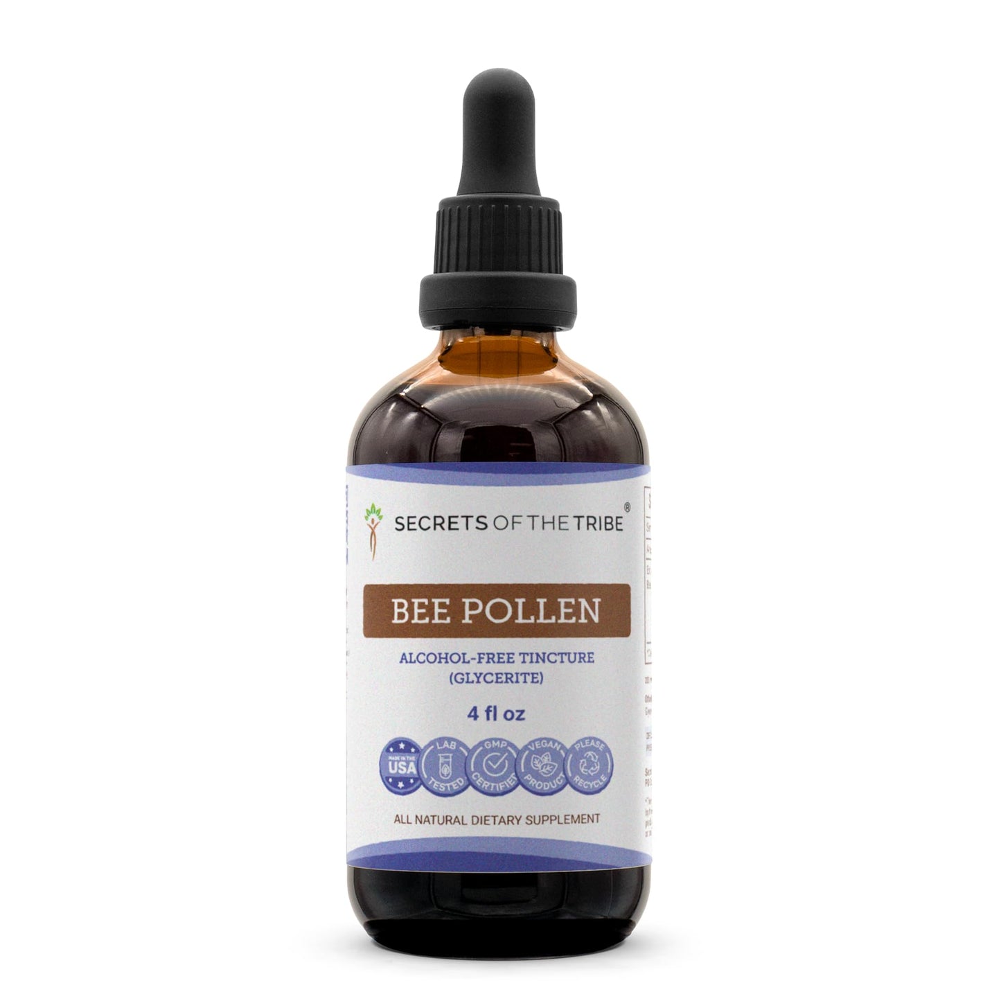 Secrets of the Tribe Bee Pollen Tincture – Alcohol-Free Extract, 4 Fl Oz