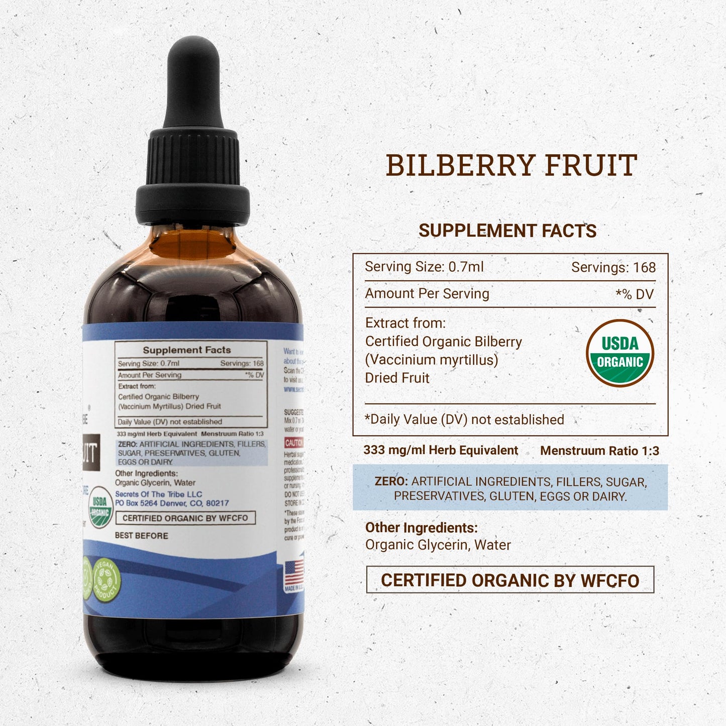Secrets of the Tribe Bilberry Fruit Alcohol-Free Liquid Extract – USDA Organic Bilberry (Vaccinium Myrtillus) Dried Fruit Tincture Supplement (4 FL OZ)