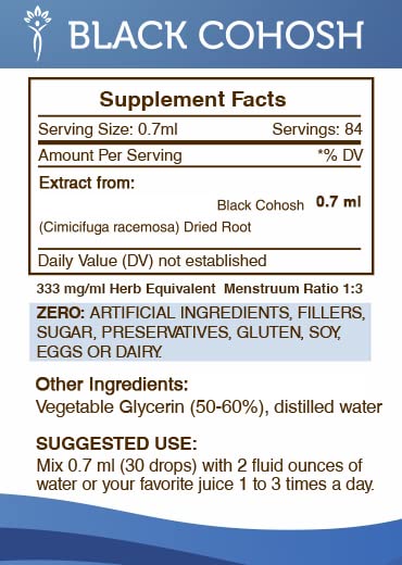 Secrets of the Tribe Black Cohosh Tincture - Alcohol-Free Liquid Extract (2 FL OZ) | Cimicifuga Racemosa