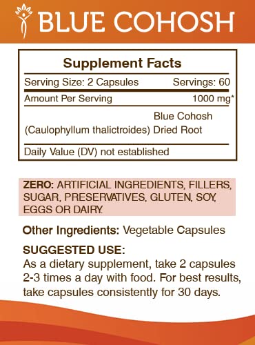 Secrets of the Tribe Blue Cohosh 120 Capsules | Vegetable Capsules, Responsibly Farmed Caulophyllum Thalictroides