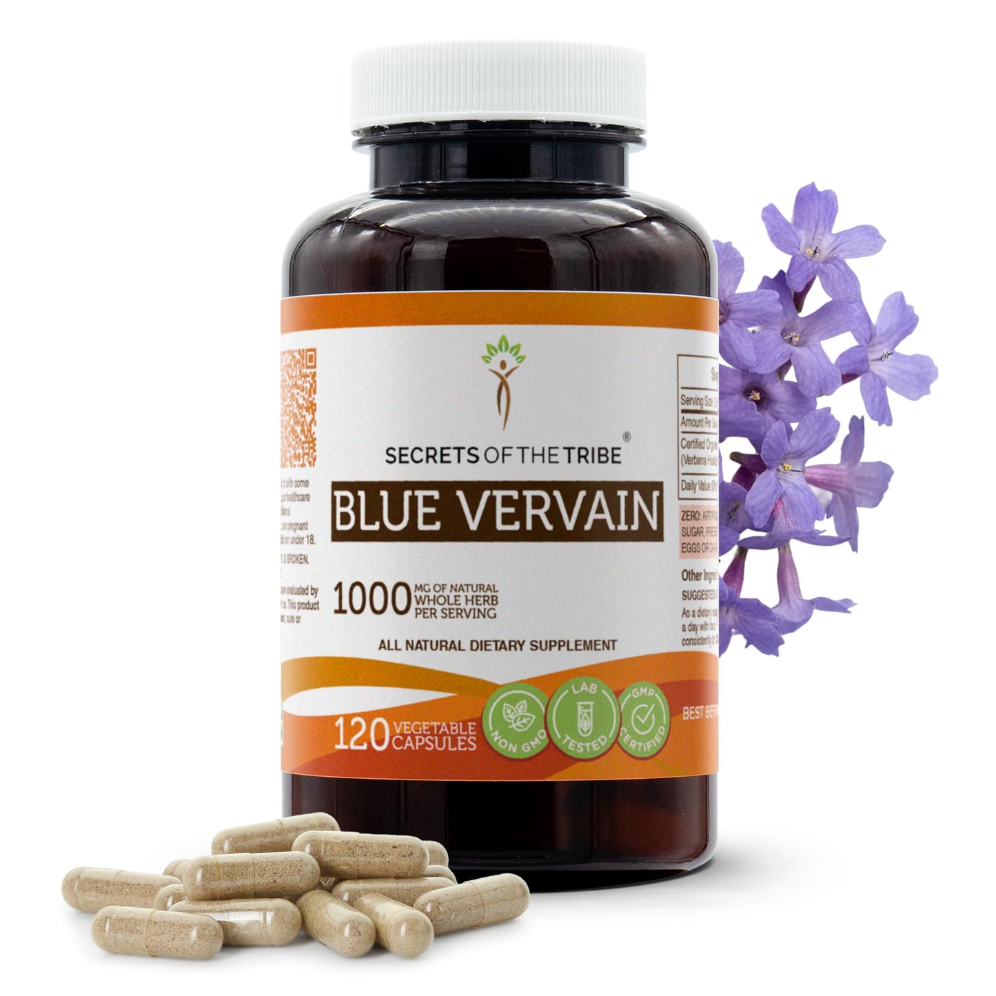 Blue Vervain 120 Capsules - 1000 mg | Secrets of the Tribe | Verbena Hastata Dried Herb