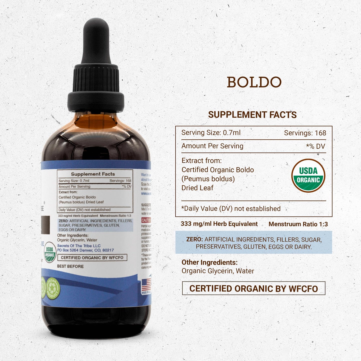 Secrets of the Tribe Boldo USDA Organic | Alcohol-Free Herbal Drops