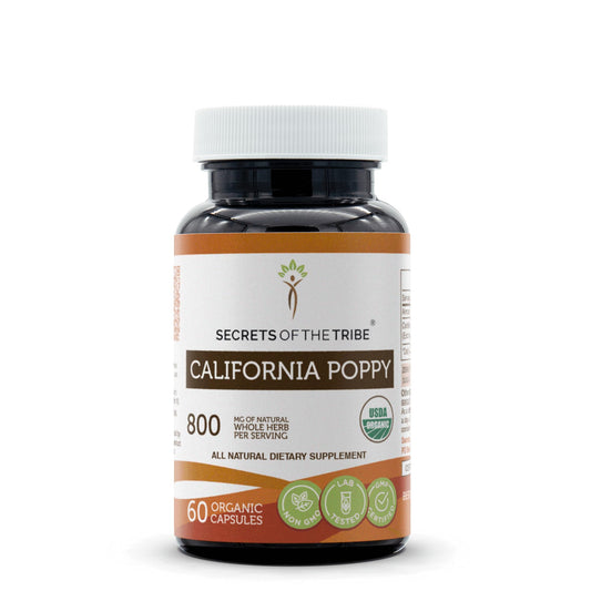Secrets of the Tribe California Poppy USDA Organic 60 Capsules | Vegetarian Capsules BritishVita | Premium UK Vitamins & Wellness Supplements