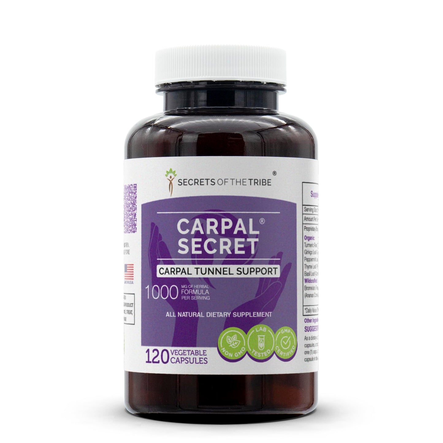 Secrets of the Tribe Carpal Secret – Carpal Tunnel Support, Herbal Supplement Blend (120 Capsules)