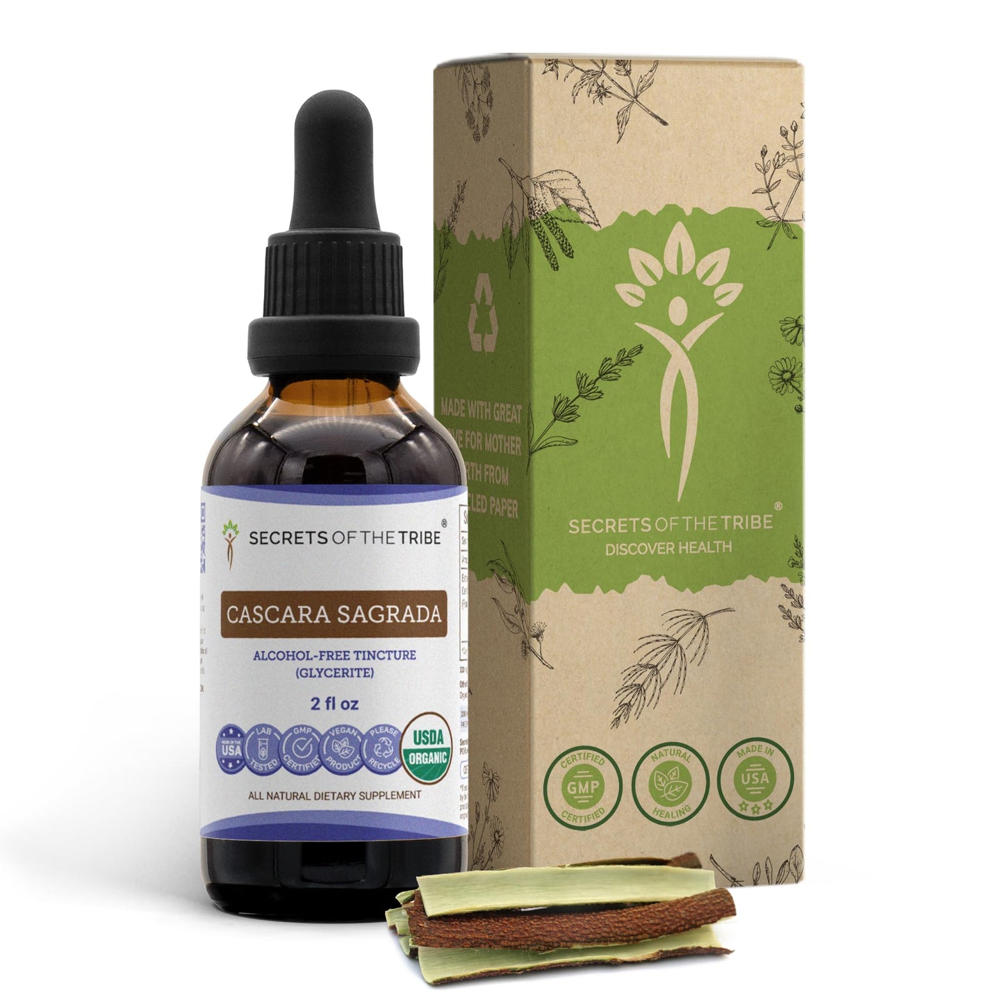 Secrets of the Tribe Cascara Sagrada USDA Organic - Alcohol-Free Extract (2 oz)