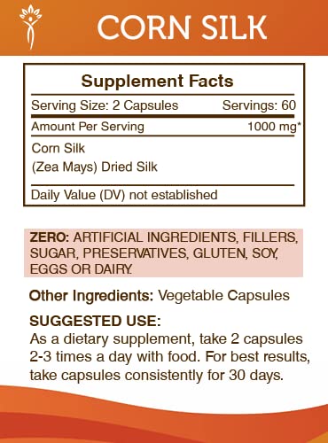 Secrets of the Tribe Corn Silk – 120 Capsules, 1000 mg Zea Mays Dried Silk