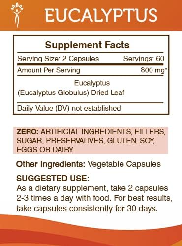 Secrets of the Tribe Eucalyptus – 120 Capsules, 800 mg | Eucalyptus Globulus Dried Leaf