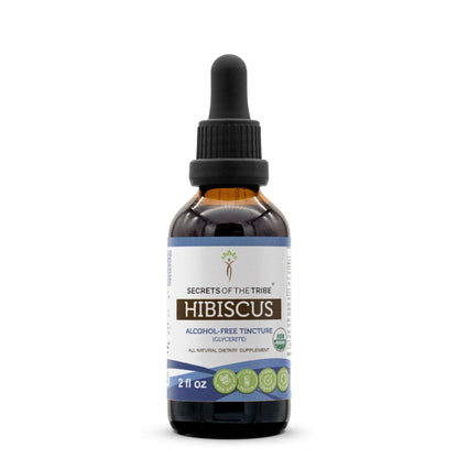 Secrets of the Tribe Hibiscus Tincture – Alcohol-Free Liquid Extract (2 FL OZ) – USDA Organic Hibiscus Sabdariffa
