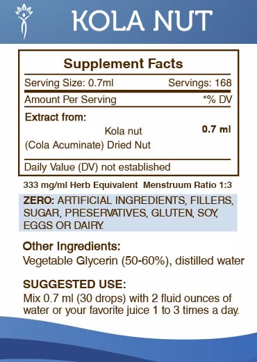 Secrets of the Tribe Kola Nut Tincture Alcohol-Free Extract (4 oz) - Cola Acuminate