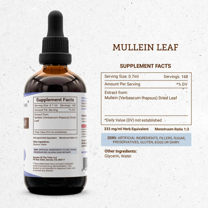 Secrets of the Tribe Mullein Leaf Tincture - Alcohol-Free Liquid Extract (4 FL OZ)