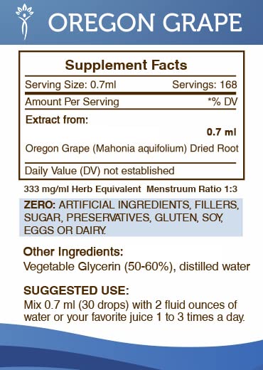 Secrets of the Tribe Oregon Grape Alcohol-Free Liquid Extract – 4 fl oz