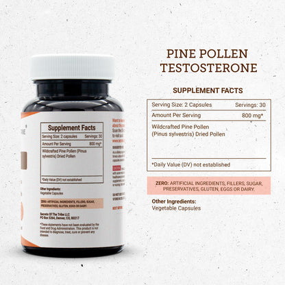 Secrets of the Tribe Pine Pollen 60 Capsules – Testosterone Support