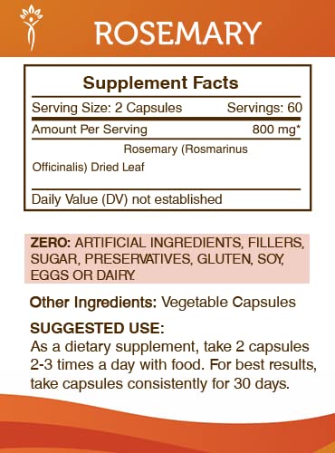 Secrets of the Tribe Rosemary 120 Capsules – 800 mg per Serving | Rosmarinus Officinalis