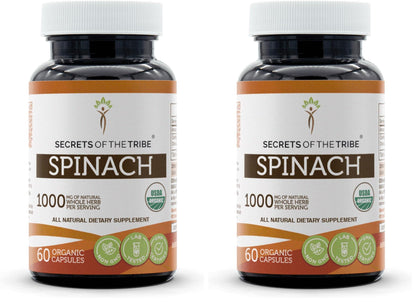 Secrets of the Tribe Spinach 60 Capsules – 1000 mg – USDA Organic Spinach (Pack of 2)