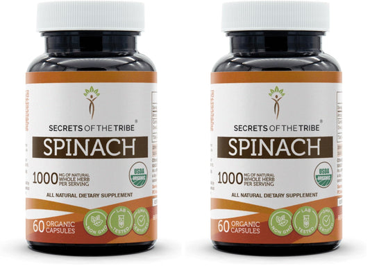 Secrets of the Tribe Spinach 60 Capsules – 1000 mg – USDA Organic Spinach (Pack of 2) BritishVita | Premium UK Vitamins & Wellness Supplements