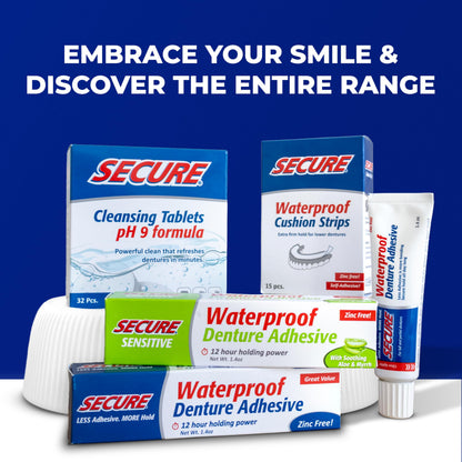 Secure Daily Cleansing Tablets – pH 9 Denture Cleaner | 32 Tablets (2 Pack)