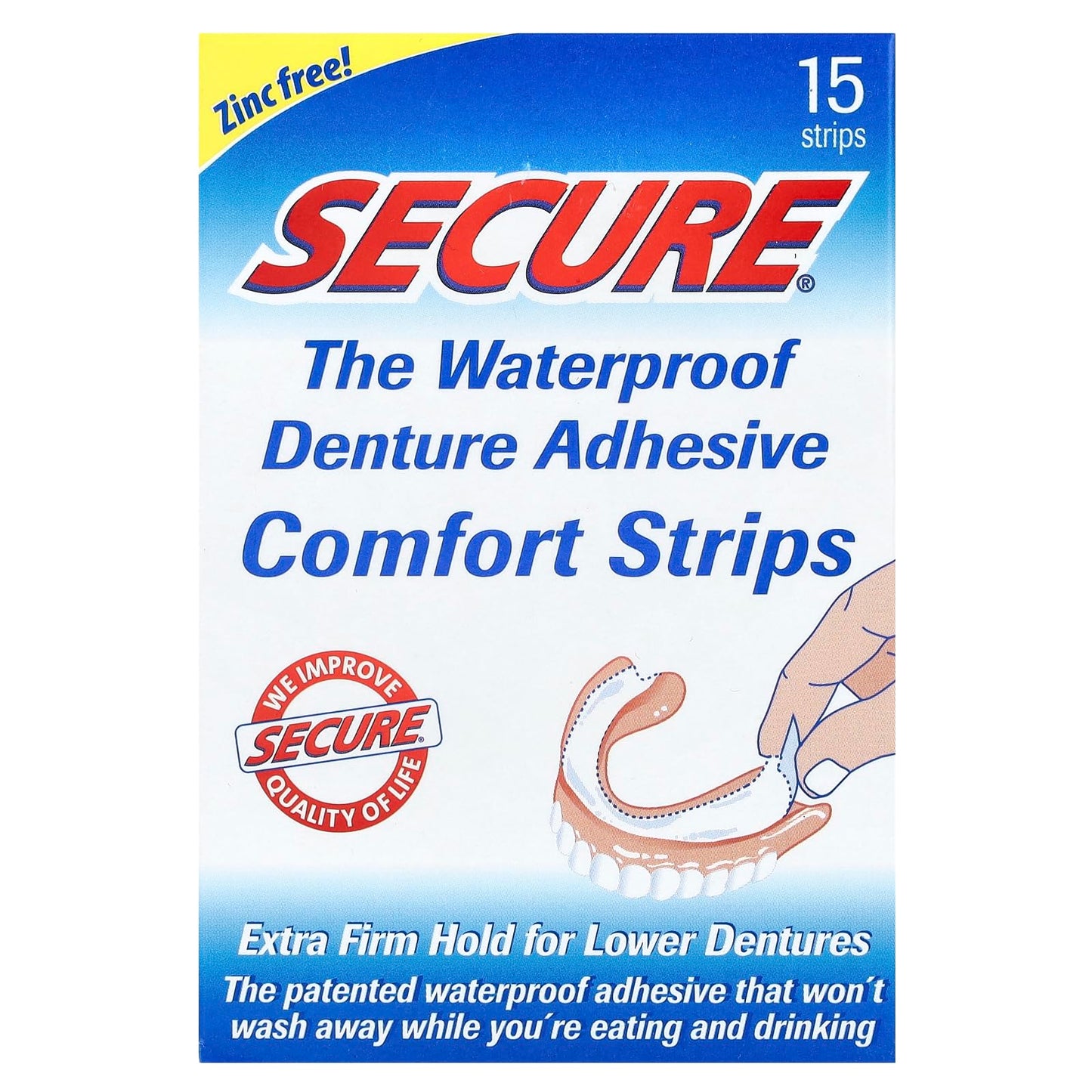 Secure Denture Adhesive - Waterproof, Long-Lasting Hold for Dentures