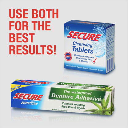 Secure Sensitive Denture Adhesive 1.4 oz (40 g) - Waterproof & Gentle