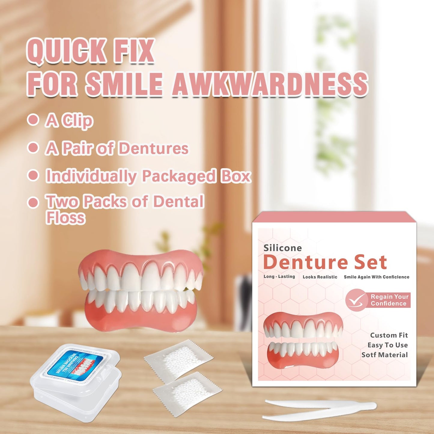 Silicone Dentures for Women and Men - Upper & Lower Veneers