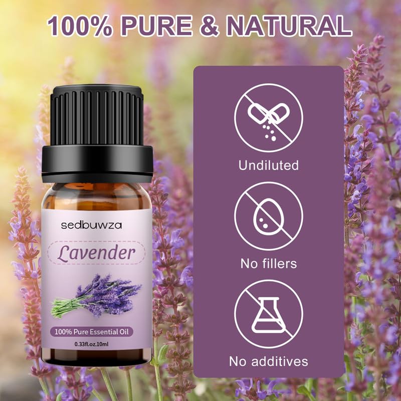 Sedbuwza 3 Pack Lavender Peppermint Chamomile Essential Oils | 100% Pure & Natural Aromatherapy Gift Oils