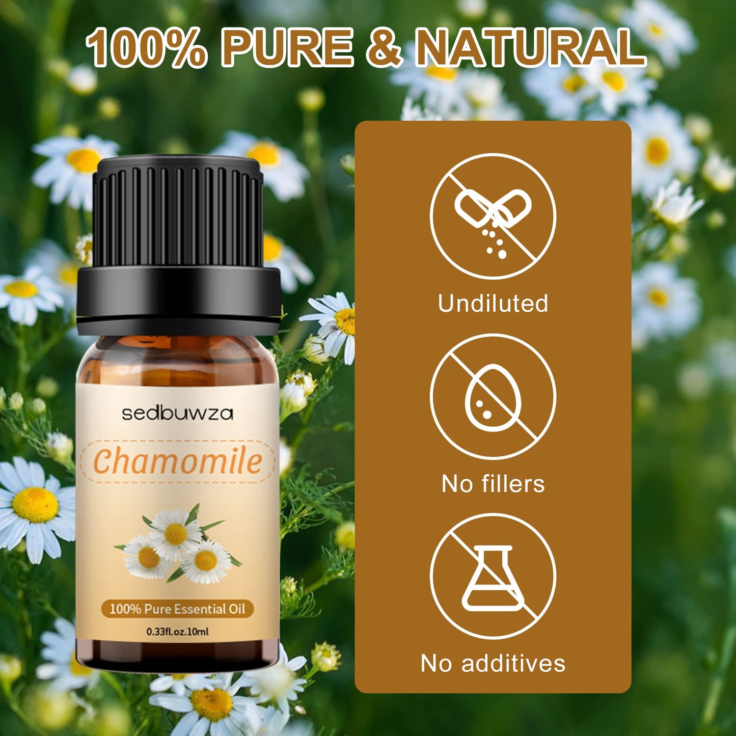 Sedbuwza Chamomile Essential Oil – Pure Organic Chamomile Fragrance for Diffuser, Soap & Candle