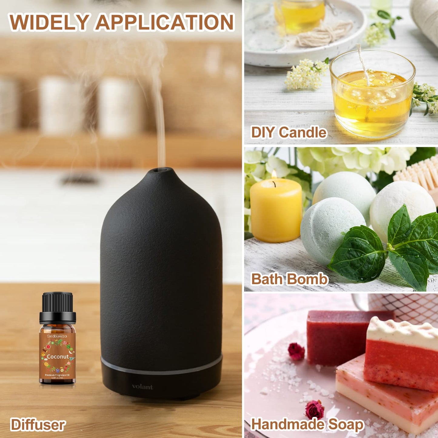 Sedbuwza Coconut Essential Oil – Pure Organic Fragrance Oil for Diffuser, Soap, Candle & Perfume
