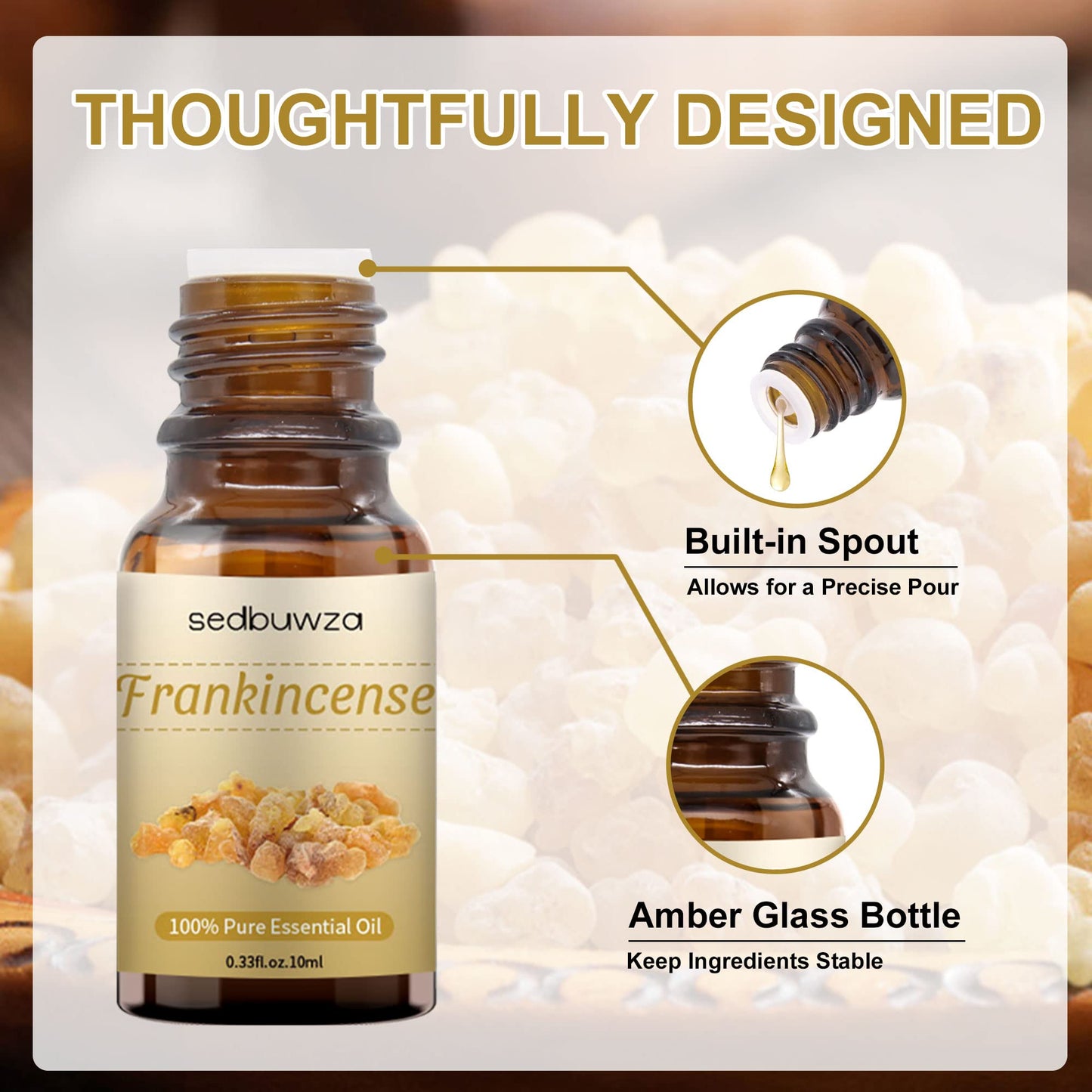 Sedbuwza Myrrh & Frankincense Essential Oil Set - 2 x 10ml for Diffuser