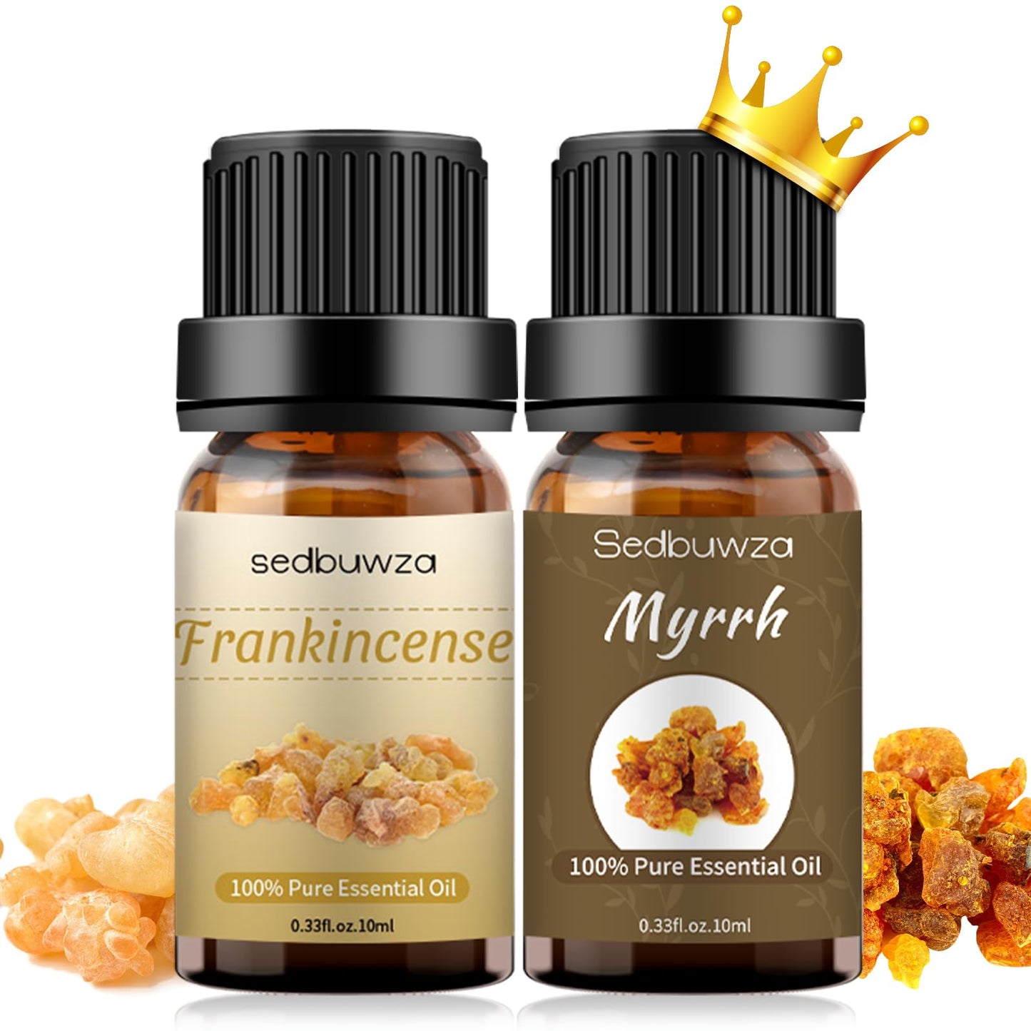 Sedbuwza Myrrh & Frankincense Essential Oil Set - 2 x 10ml for Diffuser