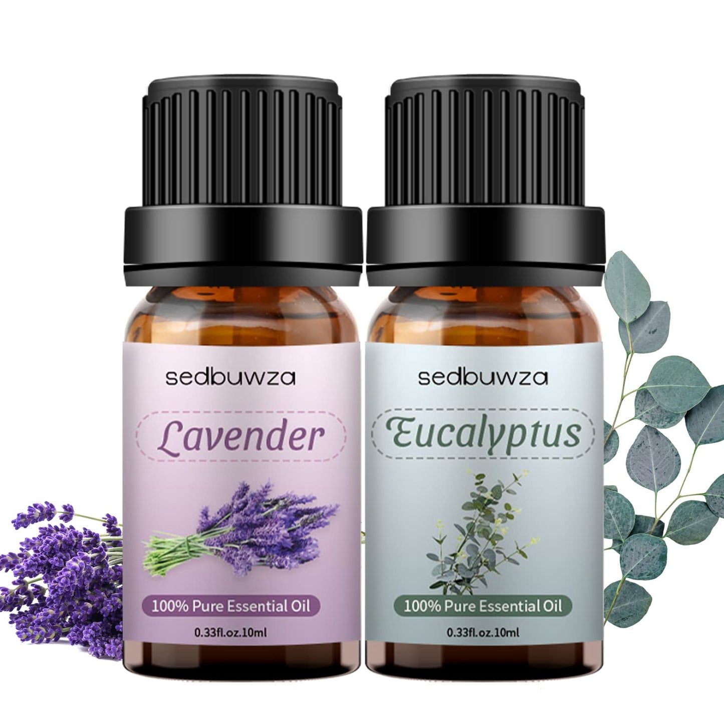 Sedbuwza Lavender & Eucalyptus Essential Oil Set – 2 x 10 ml | Diffuser, Aromatherapy, Soap & Candle Making