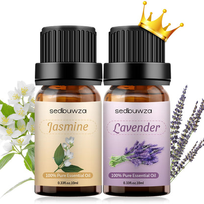 Sedbuwza Lavender Jasmine Essential Oil Set - 2 x 10 ml | Diffuser, Aromatherapy, Massage, Soap & Candle Making