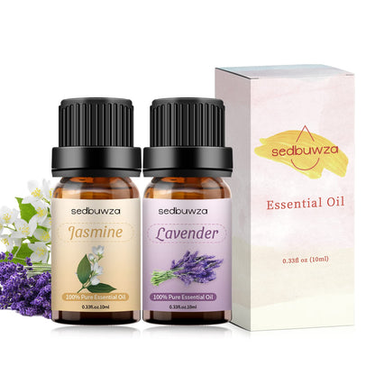Sedbuwza Lavender Jasmine Essential Oil Set - 2 x 10 ml | Diffuser, Aromatherapy, Massage, Soap & Candle Making