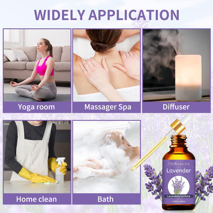Sedbuwza Lavender Oil Essential Oil - 100% Pure & Natural, 100ml / 3.38 Fl Oz with Premium Glass Dropper