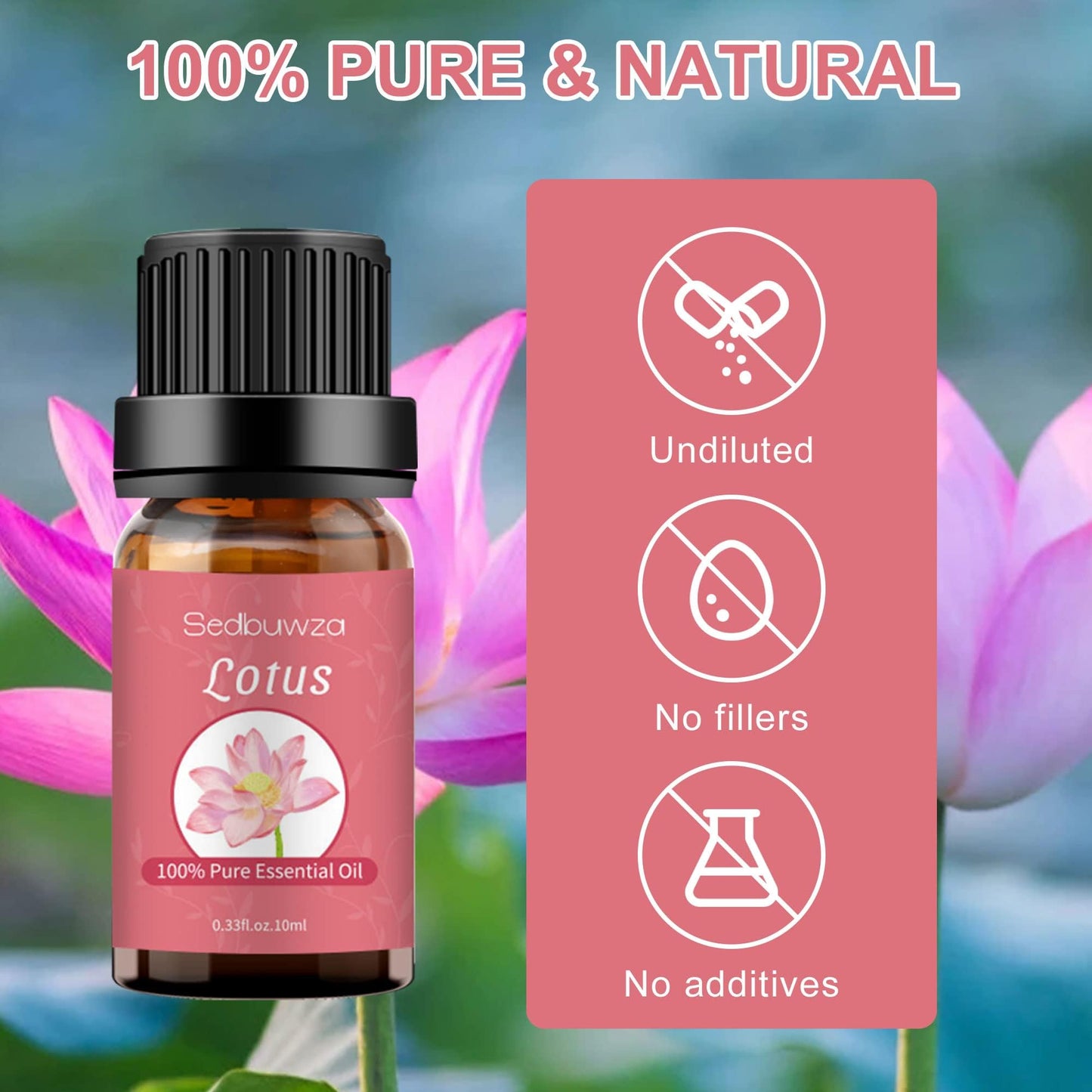 Sedbuwza Lotus Essential Oil – Pure Organic Lotus Fragrance for Diffusers