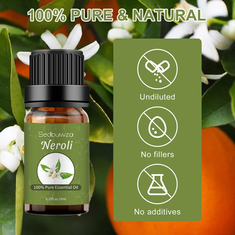 Sedbuwza Neroli Essential Oil – Pure Organic Neroli Fragrance for Diffuser, Soap, Candle & Perfume