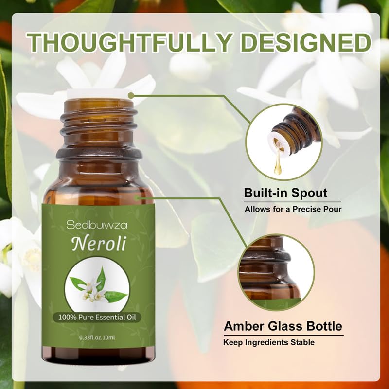 Sedbuwza Neroli Essential Oil – Pure Organic Neroli Fragrance for Diffuser, Soap, Candle & Perfume