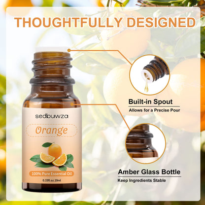 Sedbuwza Orange Essential Oil – Pure Organic Fragrance for Diffuser, Soap, Candle