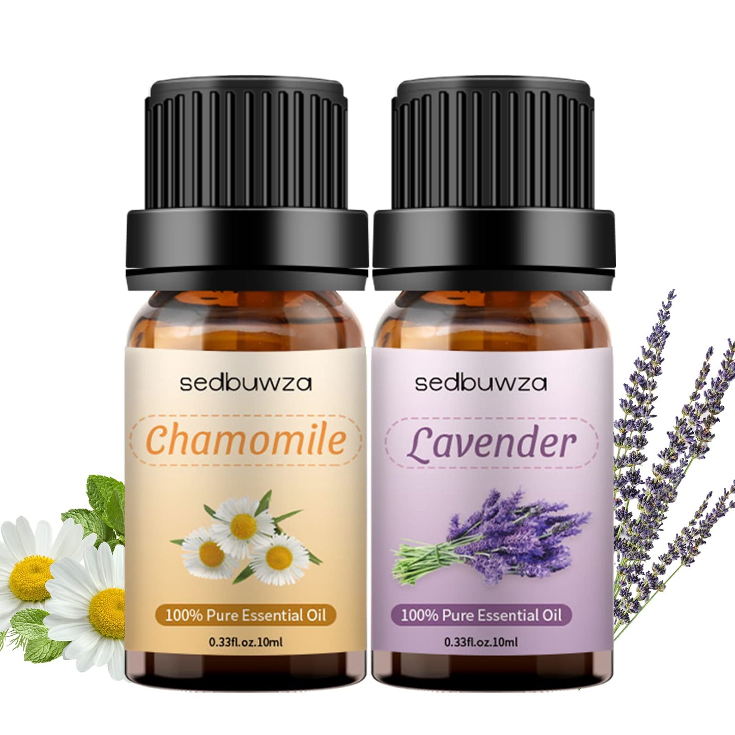 Sedbuwza Lavender Chamomile Essential Oil Set 2x10 ml | Diffuser & Aromatherapy