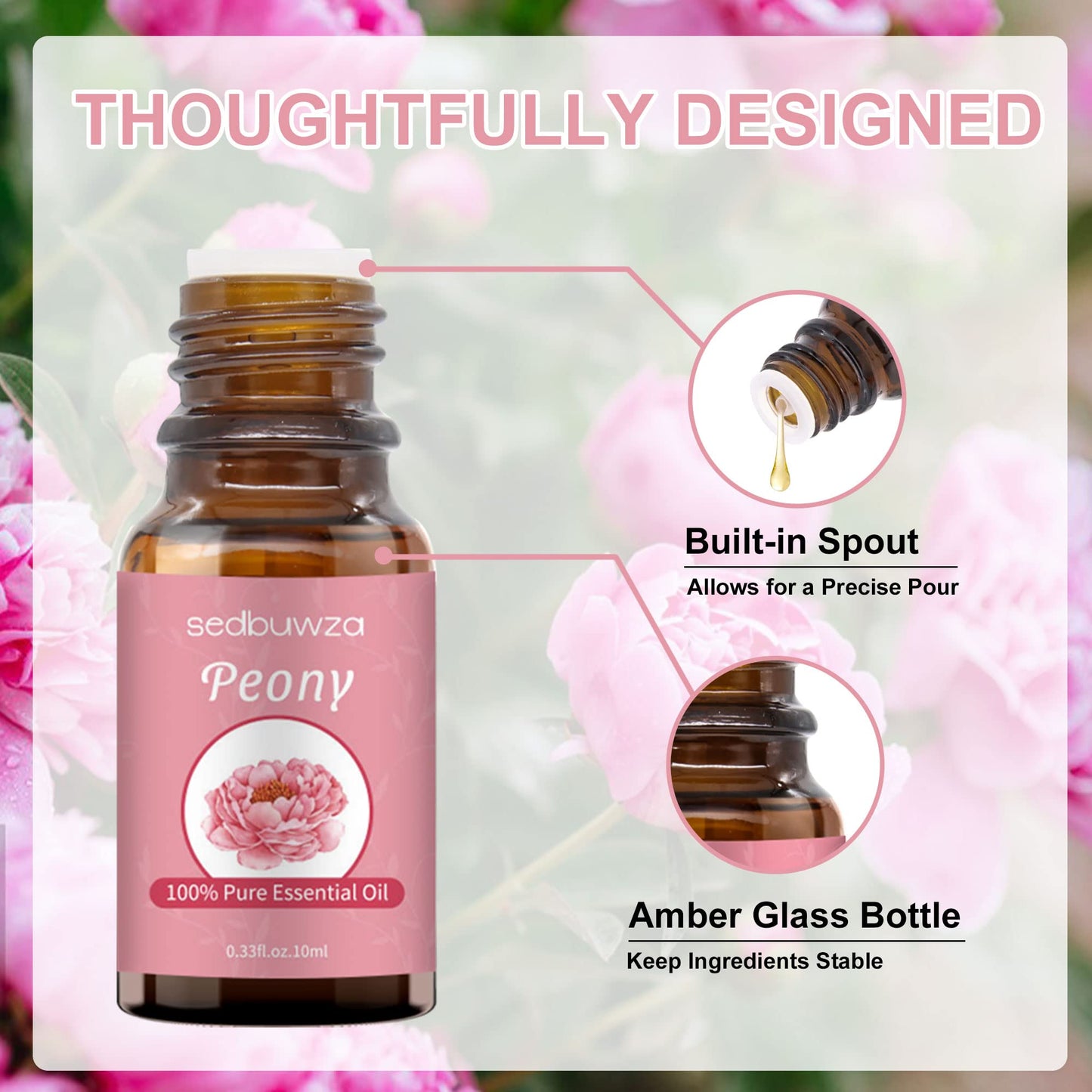 Sedbuwza Peony Essential Oil - Pure Organic Fragrance for Diffuser