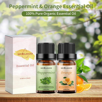 Sedbuwza Peppermint Orange Essential Oil Set - 2 x 10 ml for Diffuser, Aromatherapy