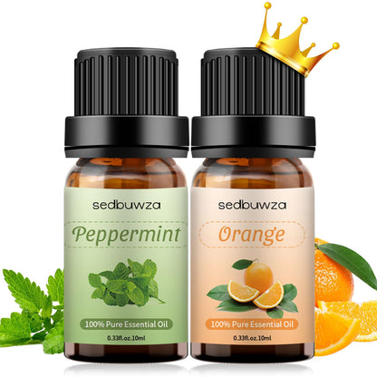 Sedbuwza Peppermint Orange Essential Oil Set - 2 x 10 ml for Diffuser, Aromatherapy