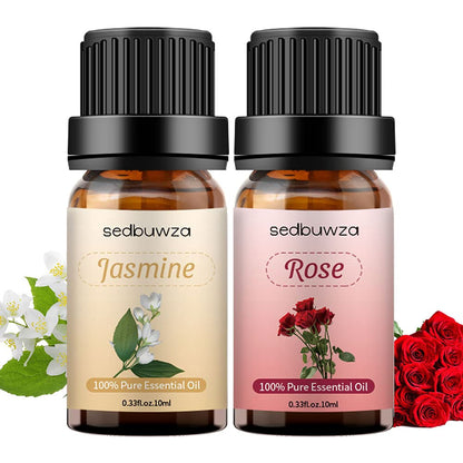 Sedbuwza Rose Jasmine Essential Oil Set – 2 × 10 ml for Diffuser & Aromatherapy