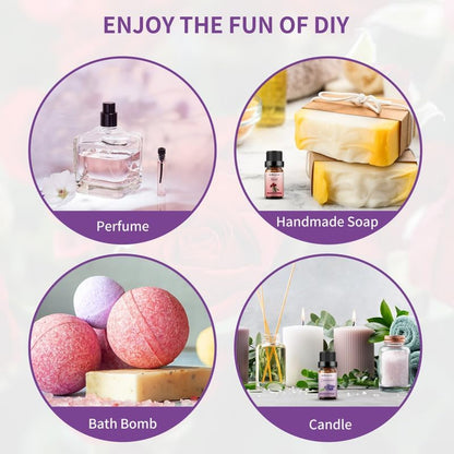 Sedbuwza Rose Lavender Essential Oil Set, Rose Fragrance Oil Lavender Scent Oil Set for Diffuser, Aromatherapy, Massage, Soap, Candle Making 2 x 10 ml