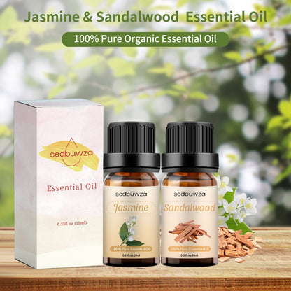 Sedbuwza Sandalwood & Jasmine Essential Oil Set – 2 x 10 ml for Diffuser