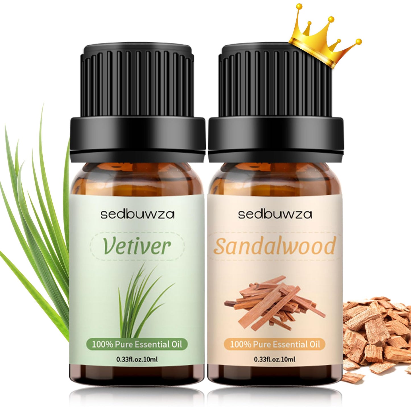 Sedbuwza Sandalwood Vetiver Essential Oil Set – 2 x 10 ml