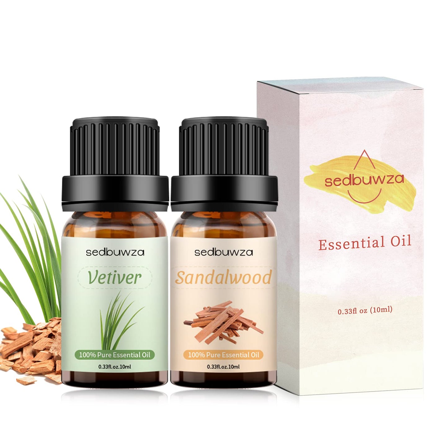 Sedbuwza Sandalwood Vetiver Essential Oil Set – 2 x 10 ml