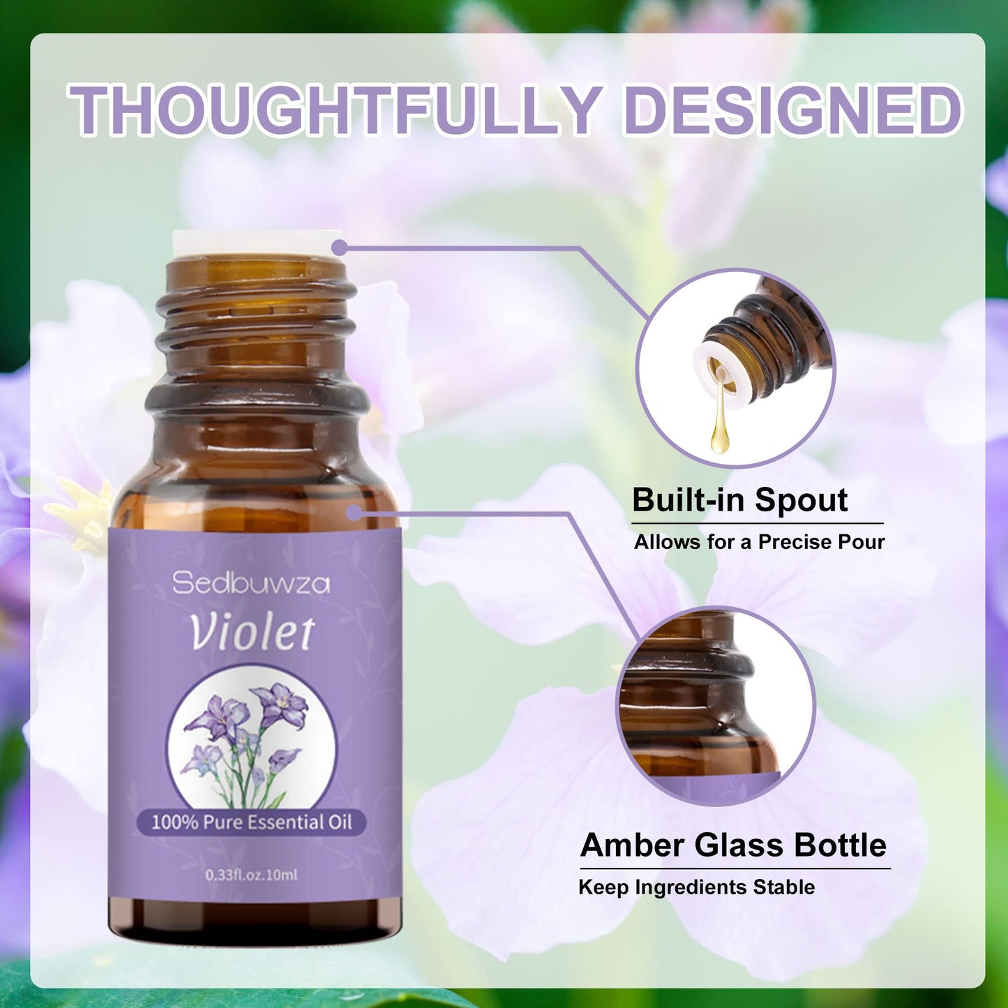 Sedbuwza Violet Essential Oil – 100% Pure Organic Aromatherapy Oil